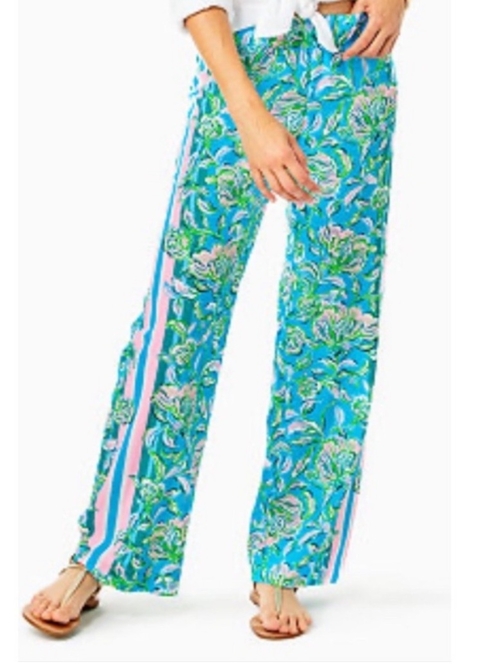 NWT Lilly Pulitzer Sz XS Bal Harbour Palazzo Pants in Cumulus Blue Chick Magnet